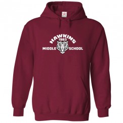 Hawkins 1983 Middle School Wolf Unisex Kids and Adults Pullover Hoodie for Sci-Fi Stranger Fans